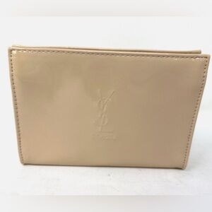 YSL Beaute Pouch Nude Peach Travel Bag Light Tan Toiletry Case - New